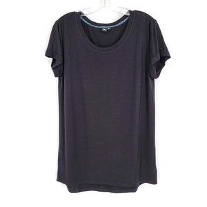 Modcloth Au Fond T Shirt S Black Round Neck Cuff Short Sleeve Soft Basic Capsule